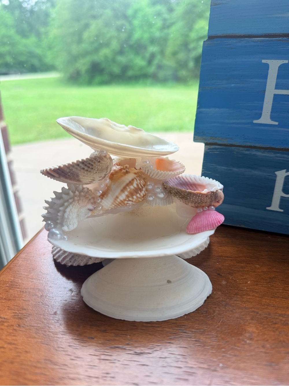 Seashell Tiered Display Pedestal with Mixed Shells